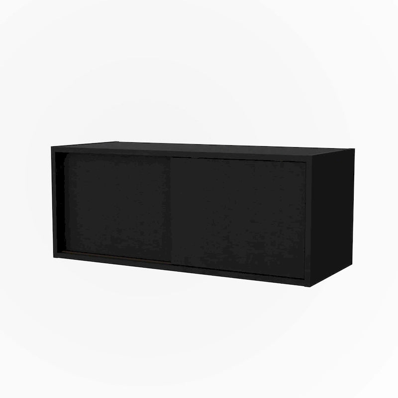 Meuble haut avec porte coulissante, noir