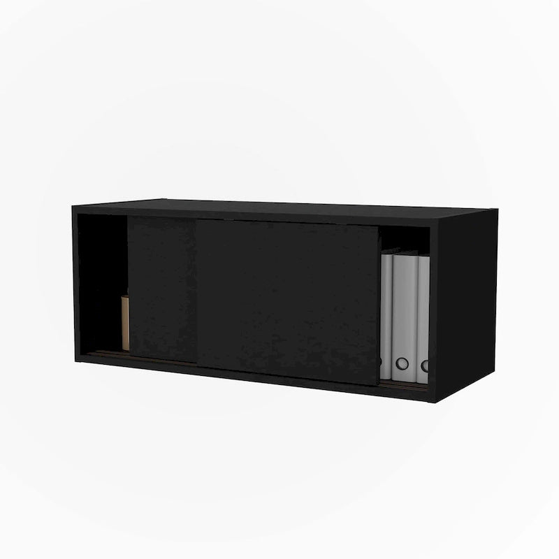 Meuble haut avec porte coulissante, noir