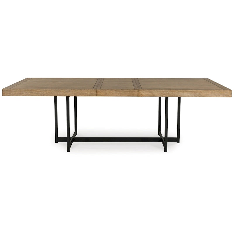 Table à manger extensible rectangulaire en bois brun, 80-98 pouces