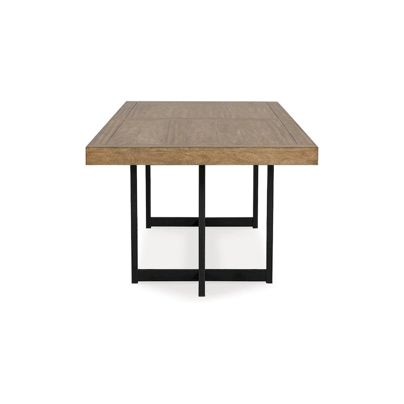 Table à manger extensible rectangulaire en bois brun, 80-98 pouces