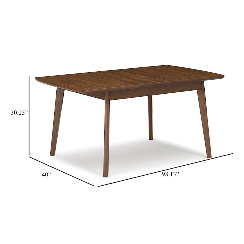 Table à manger extensible rectangulaire en bois brun, 80-98 pouces
