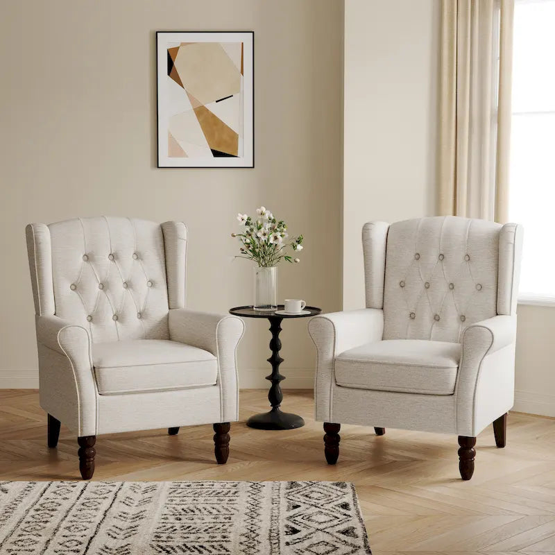Fauteuil d'appoint club à oreilles capitonné