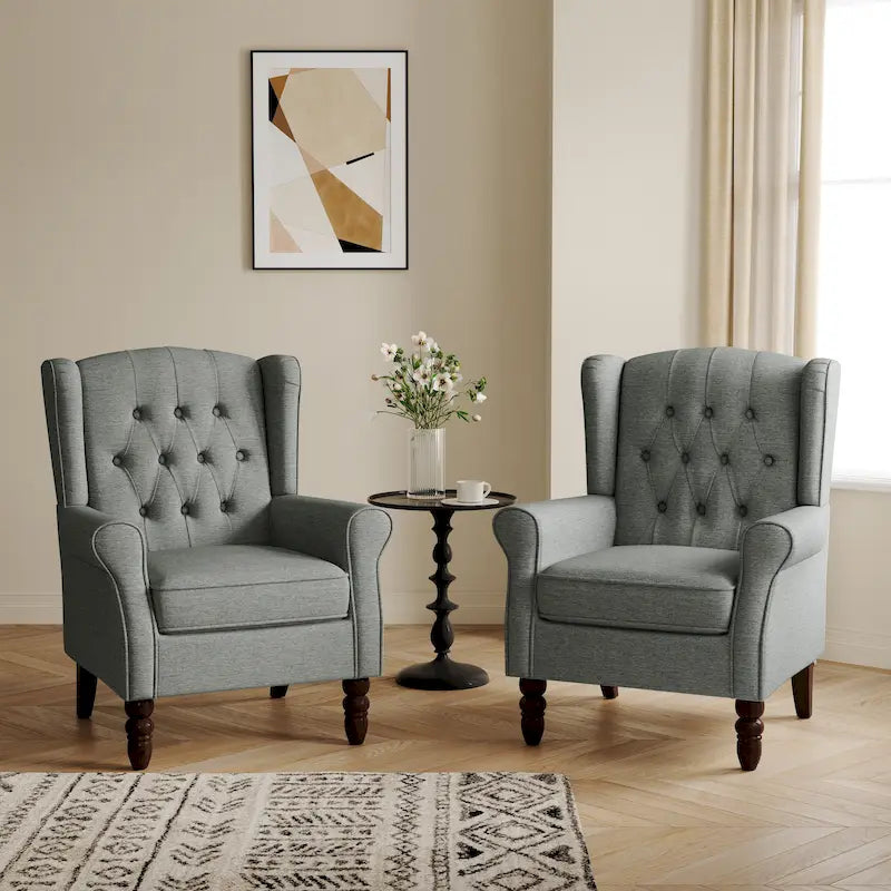 Fauteuil d'appoint club à oreilles capitonné