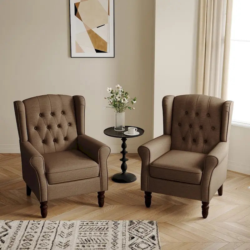 Fauteuil d'appoint club à oreilles capitonné