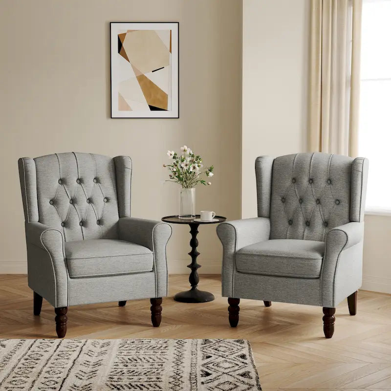 Fauteuil d'appoint club à oreilles capitonné