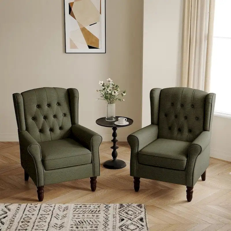 Fauteuil d'appoint club à oreilles capitonné