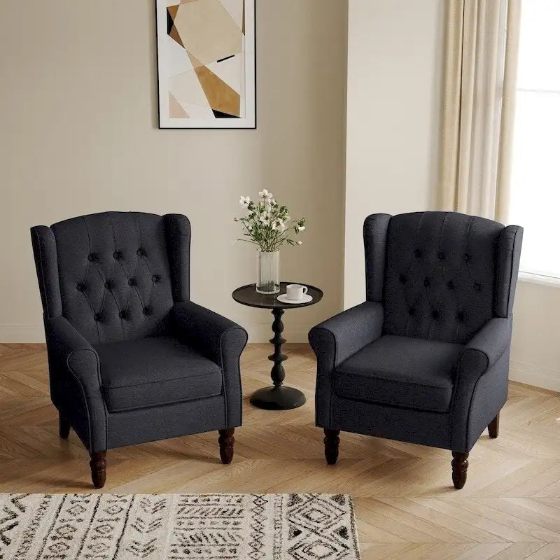 Fauteuil d'appoint club à oreilles capitonné