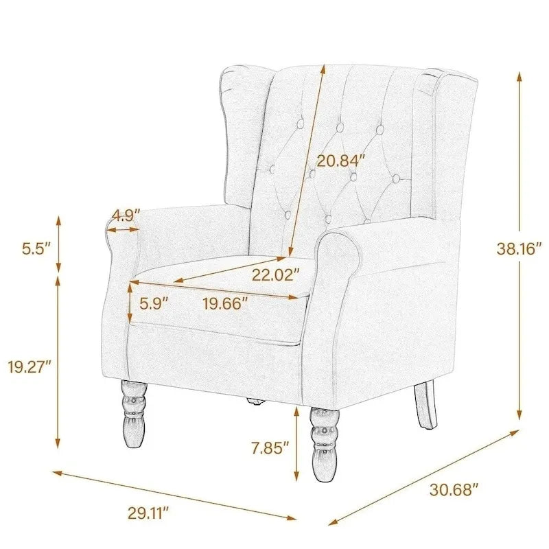 Fauteuil d'appoint club à oreilles capitonné