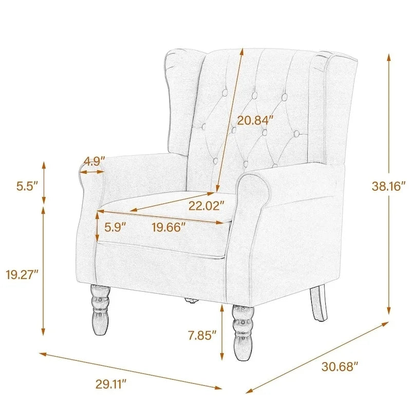 Fauteuil d'appoint club à oreilles capitonné