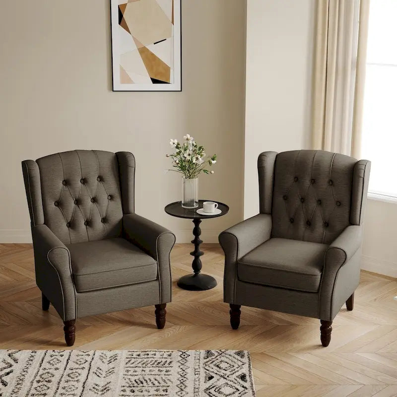 Fauteuil d'appoint club à oreilles capitonné