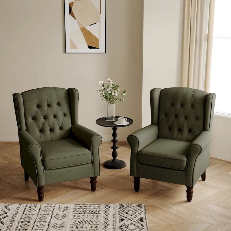 Fauteuil d'appoint club à oreilles capitonné