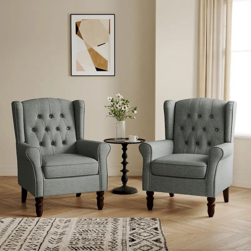 Fauteuil d'appoint club à oreilles capitonné