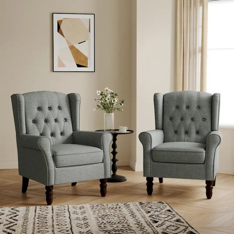 Fauteuil d'appoint club à oreilles capitonné