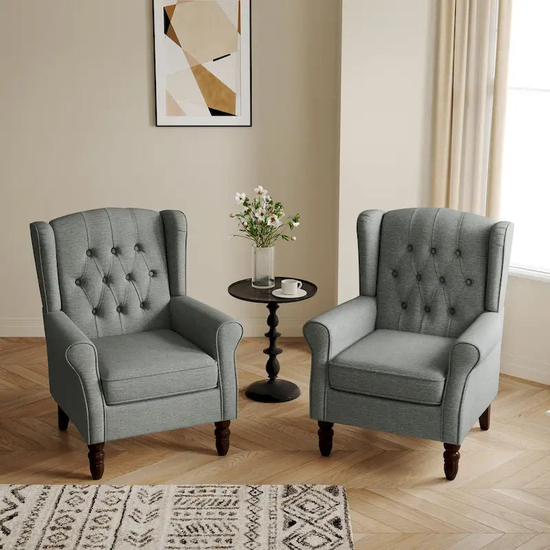 Fauteuil d'appoint club à oreilles capitonné