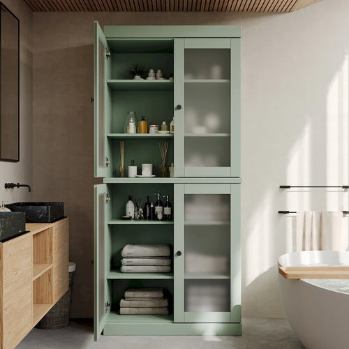 Meuble de salle de bain 32 po en bois massif avec portes optionnelles
