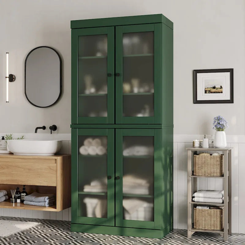 Meuble de salle de bain 32 po en bois massif avec portes optionnelles