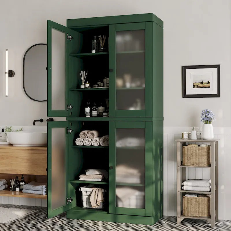 Meuble de salle de bain 32 po en bois massif avec portes optionnelles
