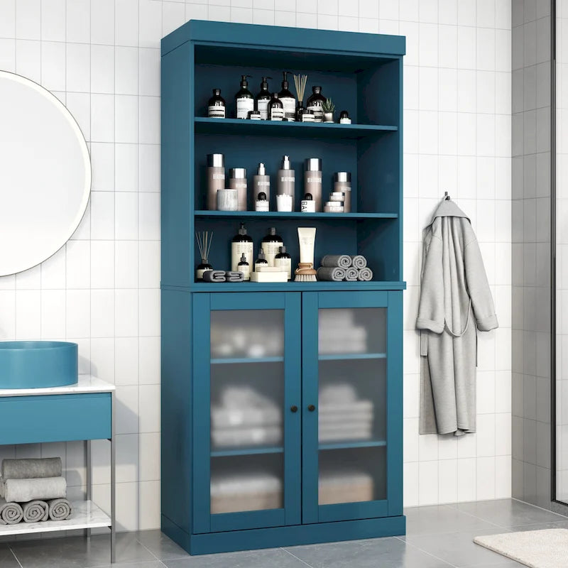 Meuble de salle de bain 32 po en bois massif avec portes optionnelles