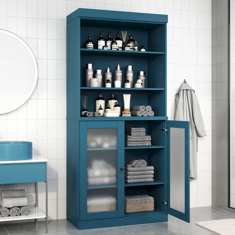 Meuble de salle de bain 32 po en bois massif avec portes optionnelles