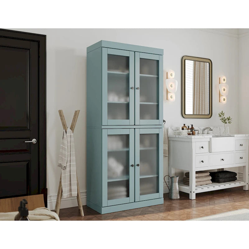 Meuble de salle de bain 32 po en bois massif avec portes optionnelles
