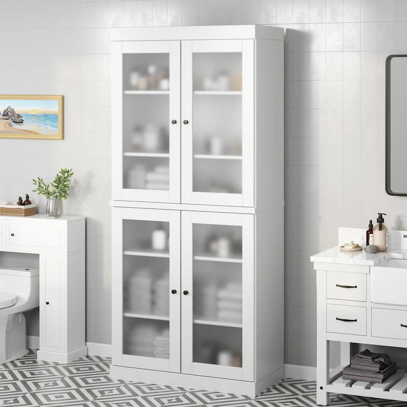 Meuble de salle de bain 32 po en bois massif avec portes optionnelles