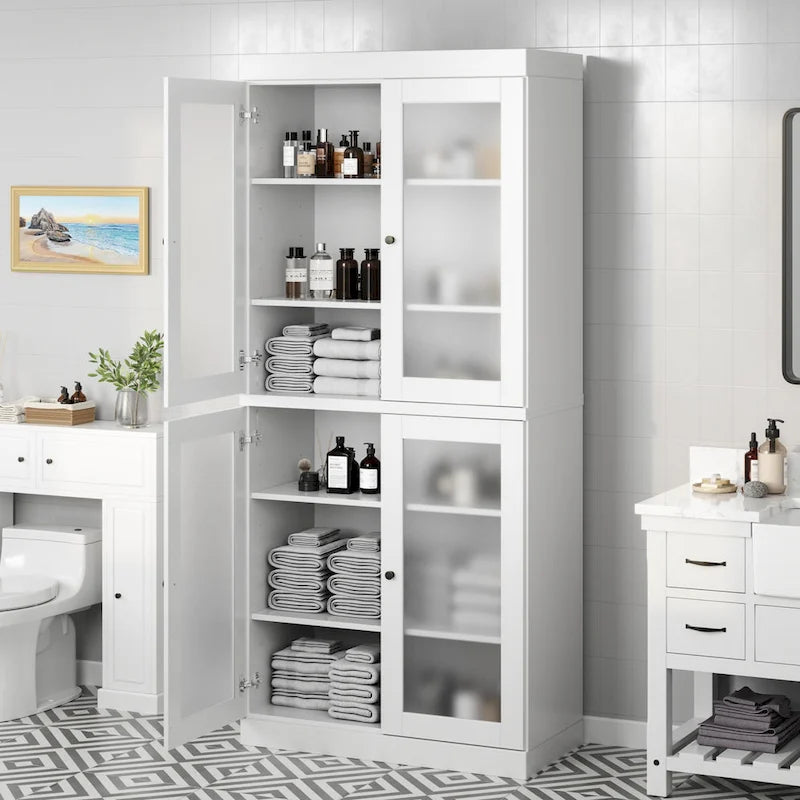 Meuble de salle de bain 32 po en bois massif avec portes optionnelles