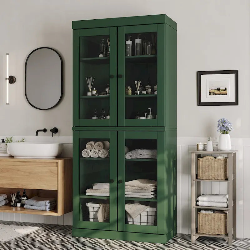 Meuble de salle de bain 32 po en bois massif avec portes optionnelles