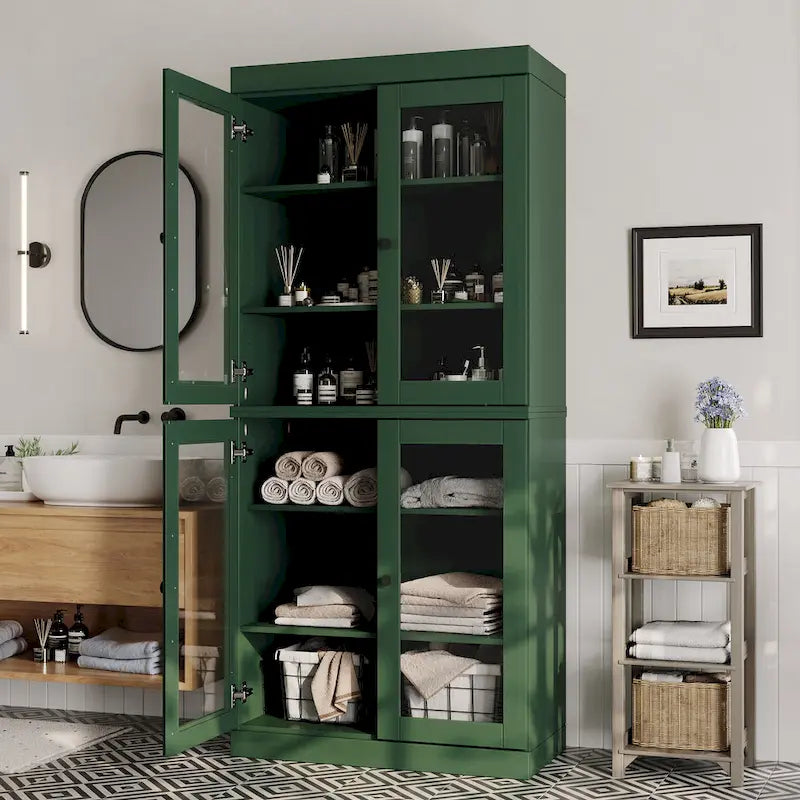 Meuble de salle de bain 32 po en bois massif avec portes optionnelles