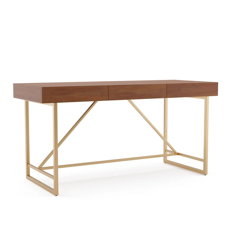 Bureau informatique moderne en métal de 60 pouces avec 3 tiroirs