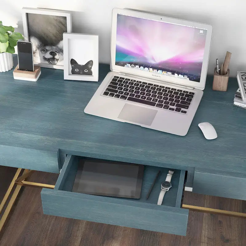 Bureau informatique moderne en métal de 60 pouces avec 3 tiroirs