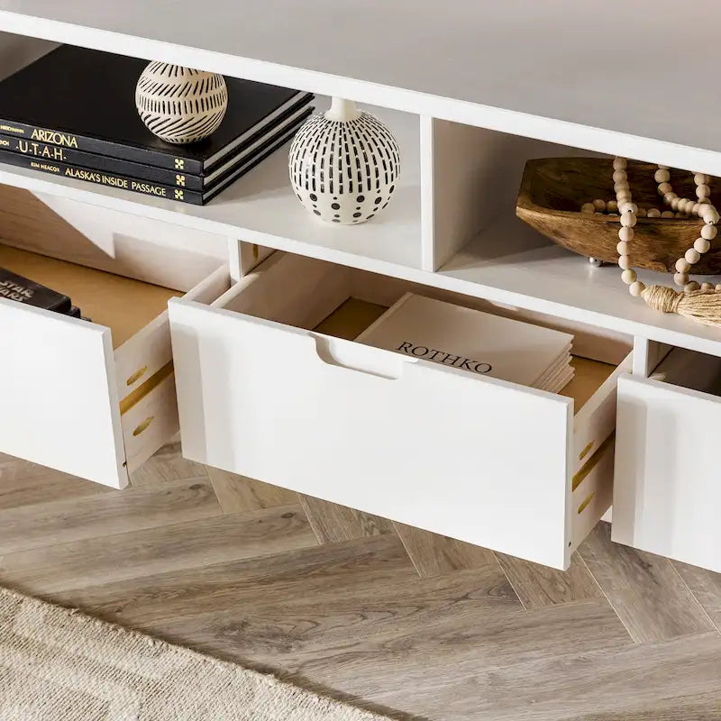 Meuble TV 58 pouces en bois massif de style Mid-Century