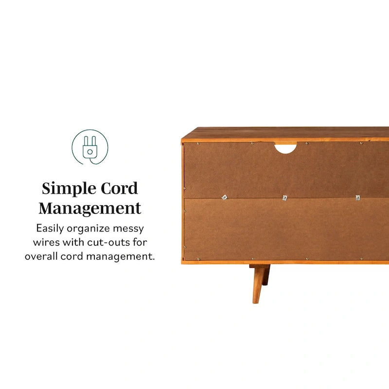 Meuble TV 58 pouces en bois massif de style Mid-Century