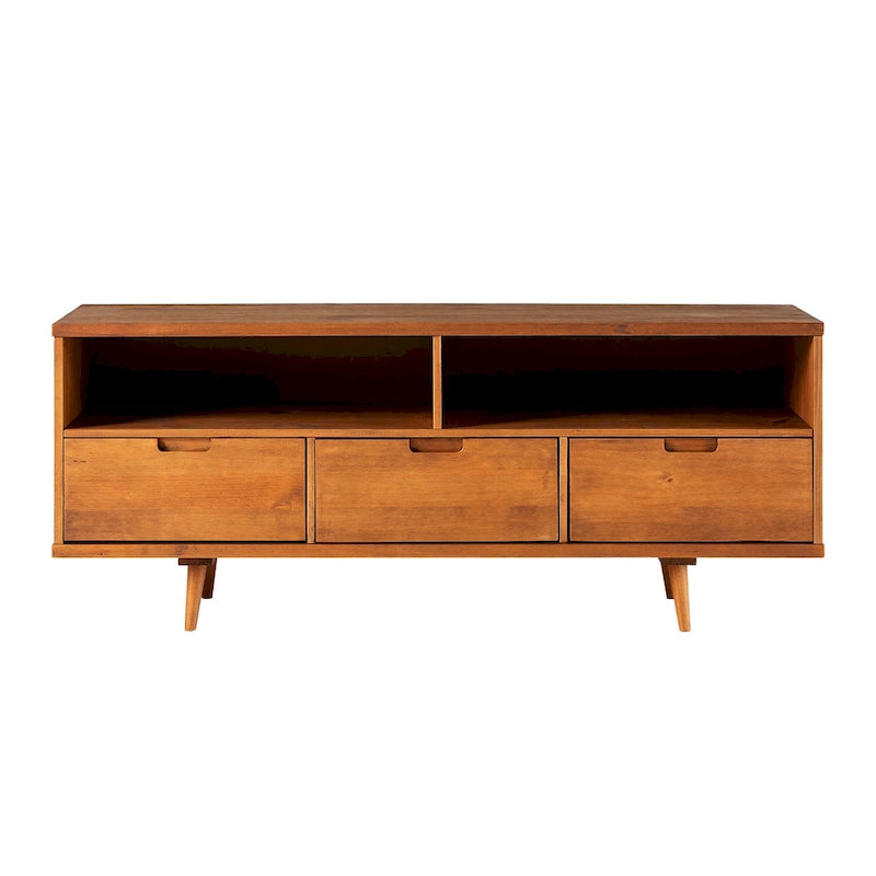 Meuble TV 58 pouces en bois massif de style Mid-Century