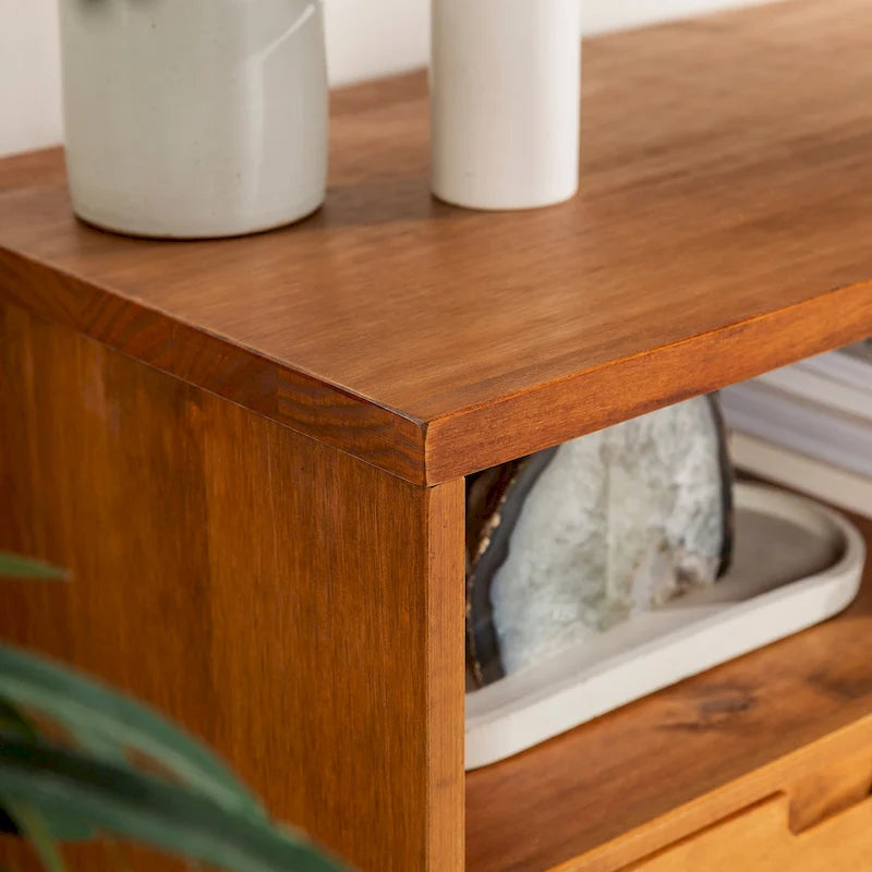 Meuble TV 58 pouces en bois massif de style Mid-Century