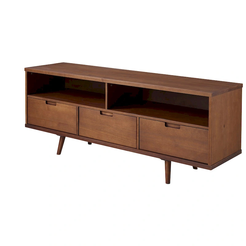 Meuble TV 58 pouces en bois massif de style Mid-Century