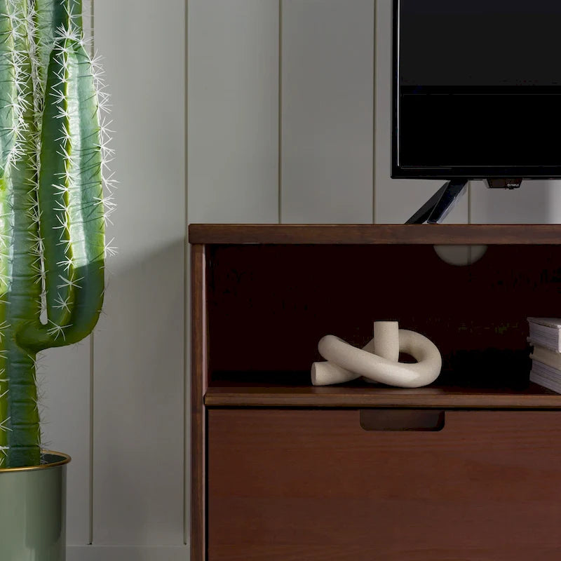 Meuble TV 58 pouces en bois massif de style Mid-Century