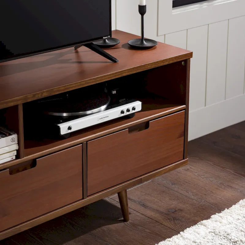 Meuble TV 58 pouces en bois massif de style Mid-Century