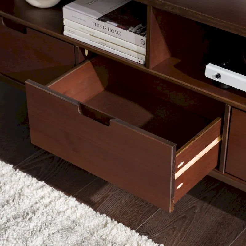 Meuble TV 58 pouces en bois massif de style Mid-Century