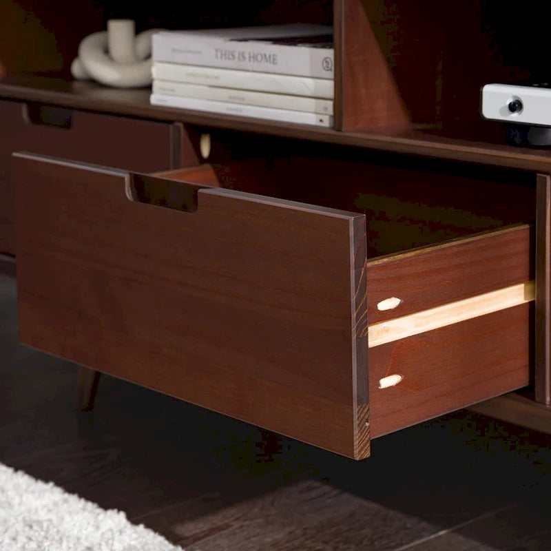 Meuble TV 58 pouces en bois massif de style Mid-Century