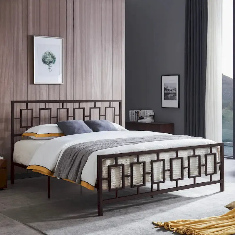 Cadre de lit plateforme King-Size en fer moderne