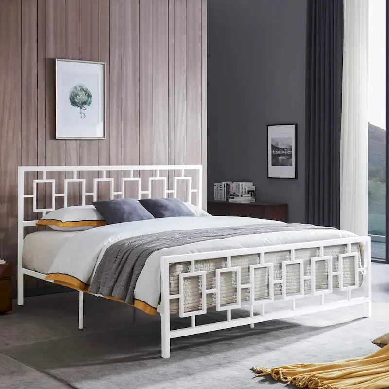 Cadre de lit plateforme King-Size en fer moderne