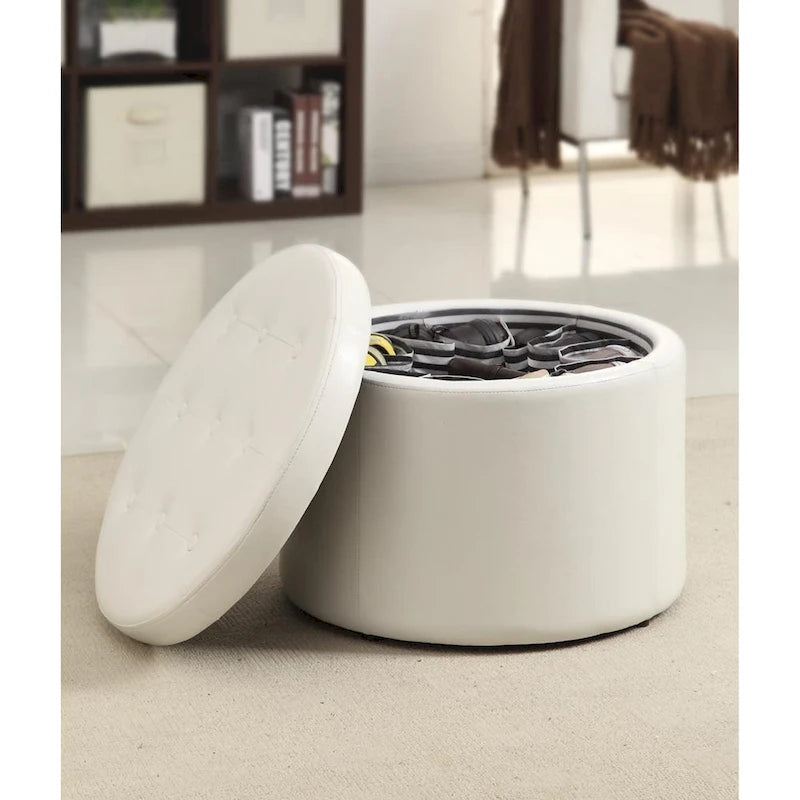 Convenience Concepts Designs4Comfort Round Shoe Storage Ottoman