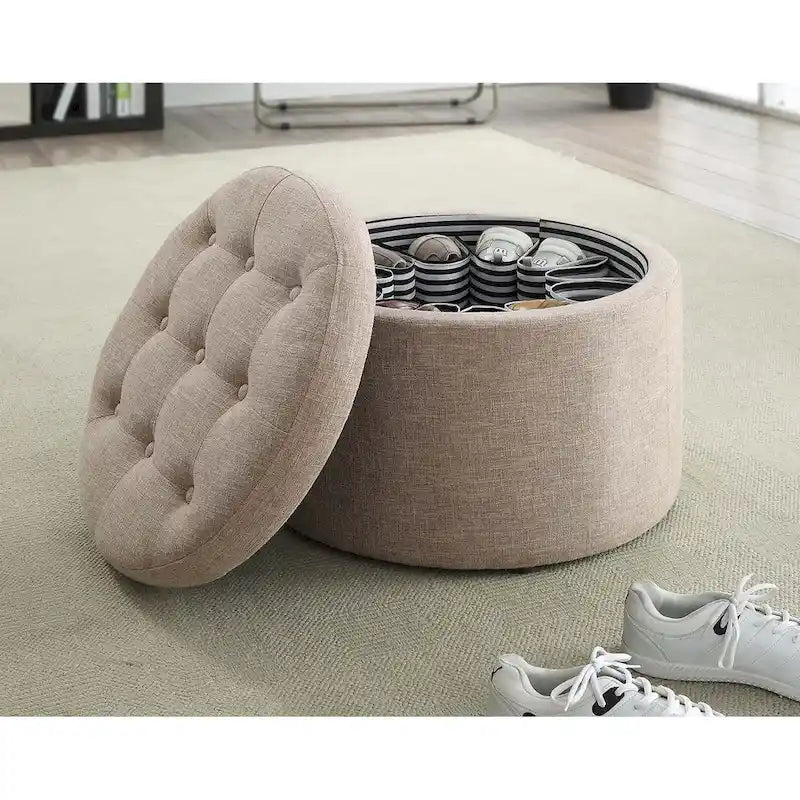 Pouffe de rangement rond pour chaussures