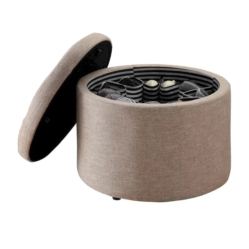Pouffe de rangement rond pour chaussures