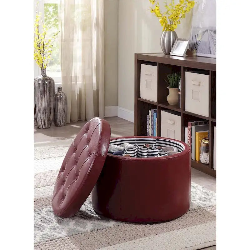 Pouffe de rangement rond pour chaussures