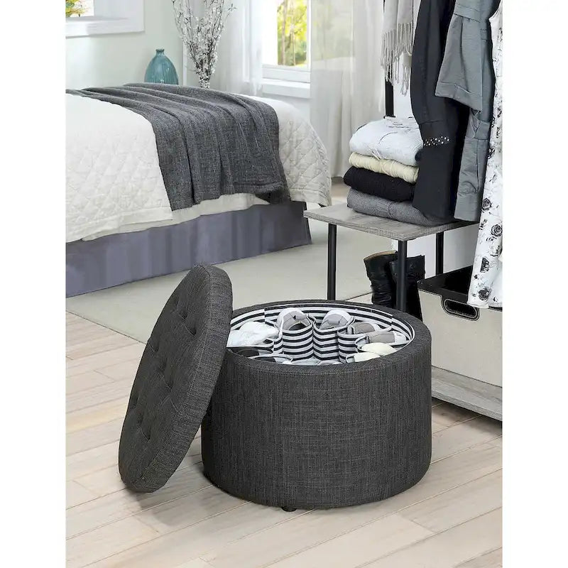 Pouffe de rangement rond pour chaussures