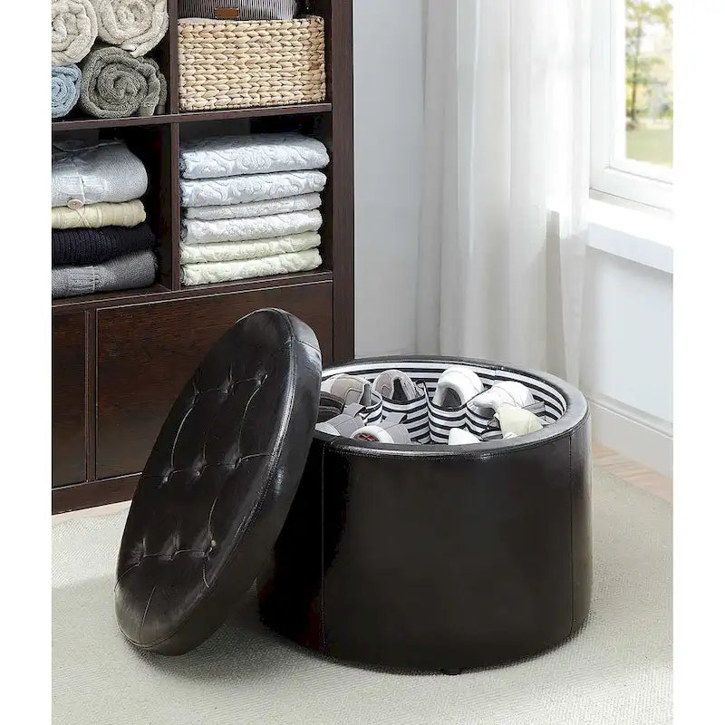 Pouffe de rangement rond pour chaussures
