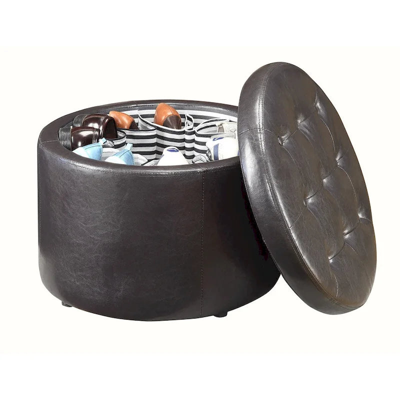Pouffe de rangement rond pour chaussures