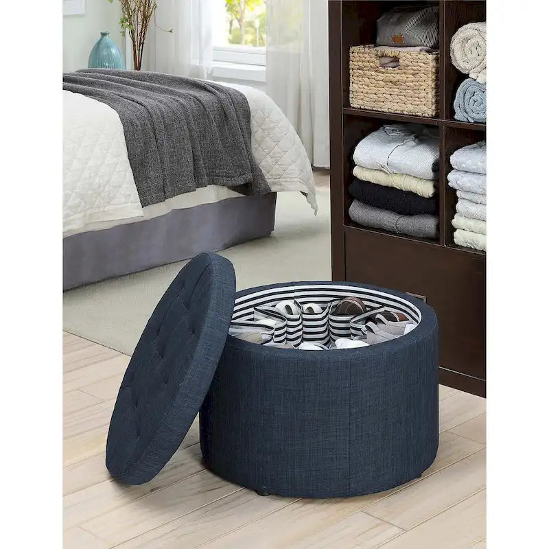 Pouffe de rangement rond pour chaussures