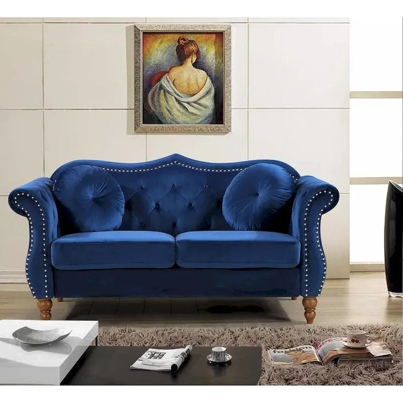 US Pride Gloria Mid-century Nailhead Chesterfield Loveseat